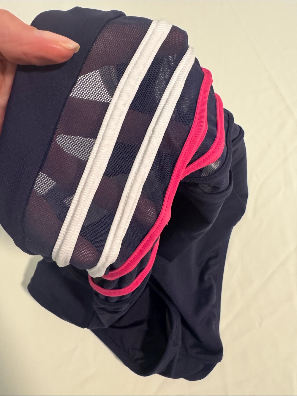 Nautica Navy One-Piece Swimsuit with White and Pink Stripes Size M - Picture 5 of 9